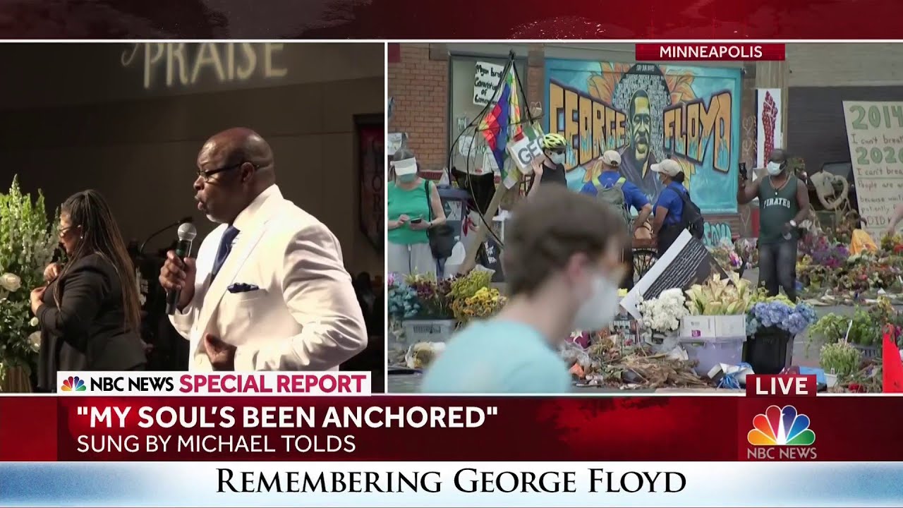 Michael Tolds sings at George Floyd's funeral