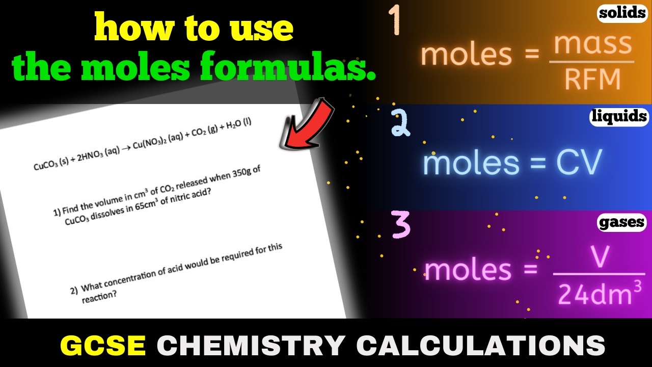 How To Do Moles Calculations | Solids, Liquids, Gases | GCSE Chemistry