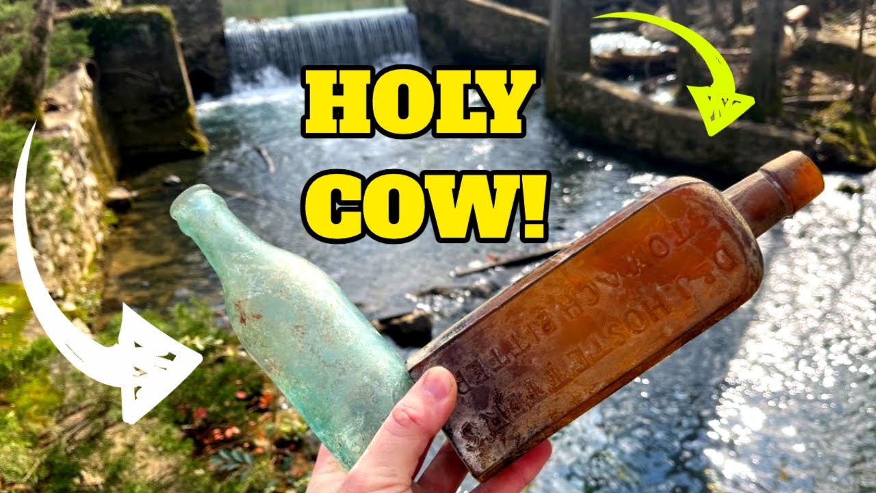INSANE ANTIQUE RIVER TREASURE FOUND!!! OLD BOTTLES GALORE!!