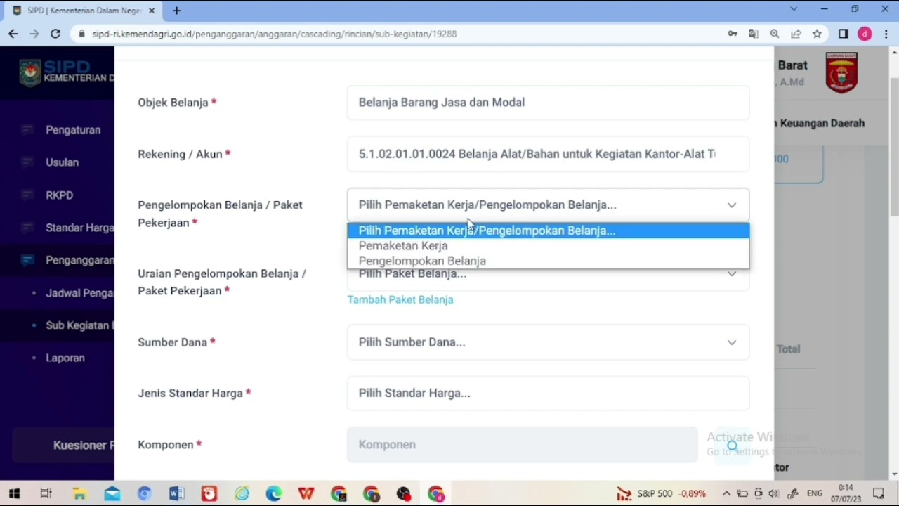 Cara Entry Rincian Belanja (Pra RKA) Pada Tahapan KUA PPAS di SIPD RI