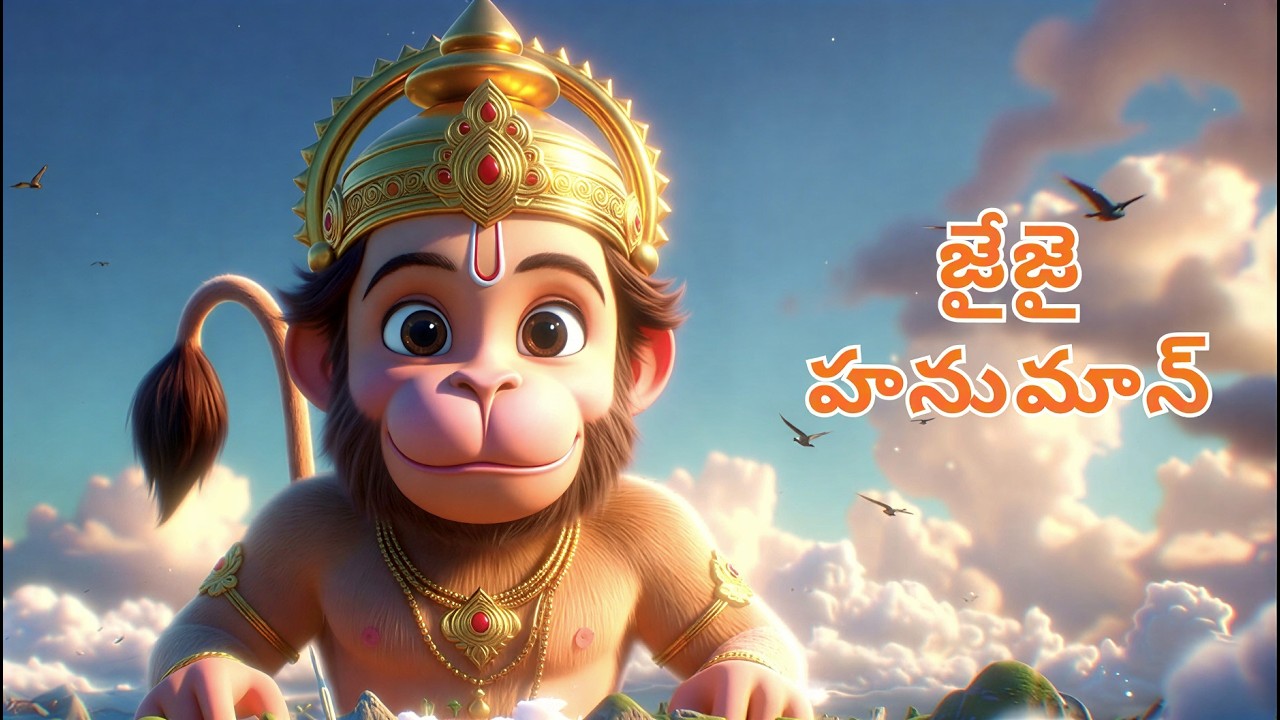 Hanuman Chalisa with Telugu Subtitles | Powerful Hanuman Devotional Video | Kids Devotional Song