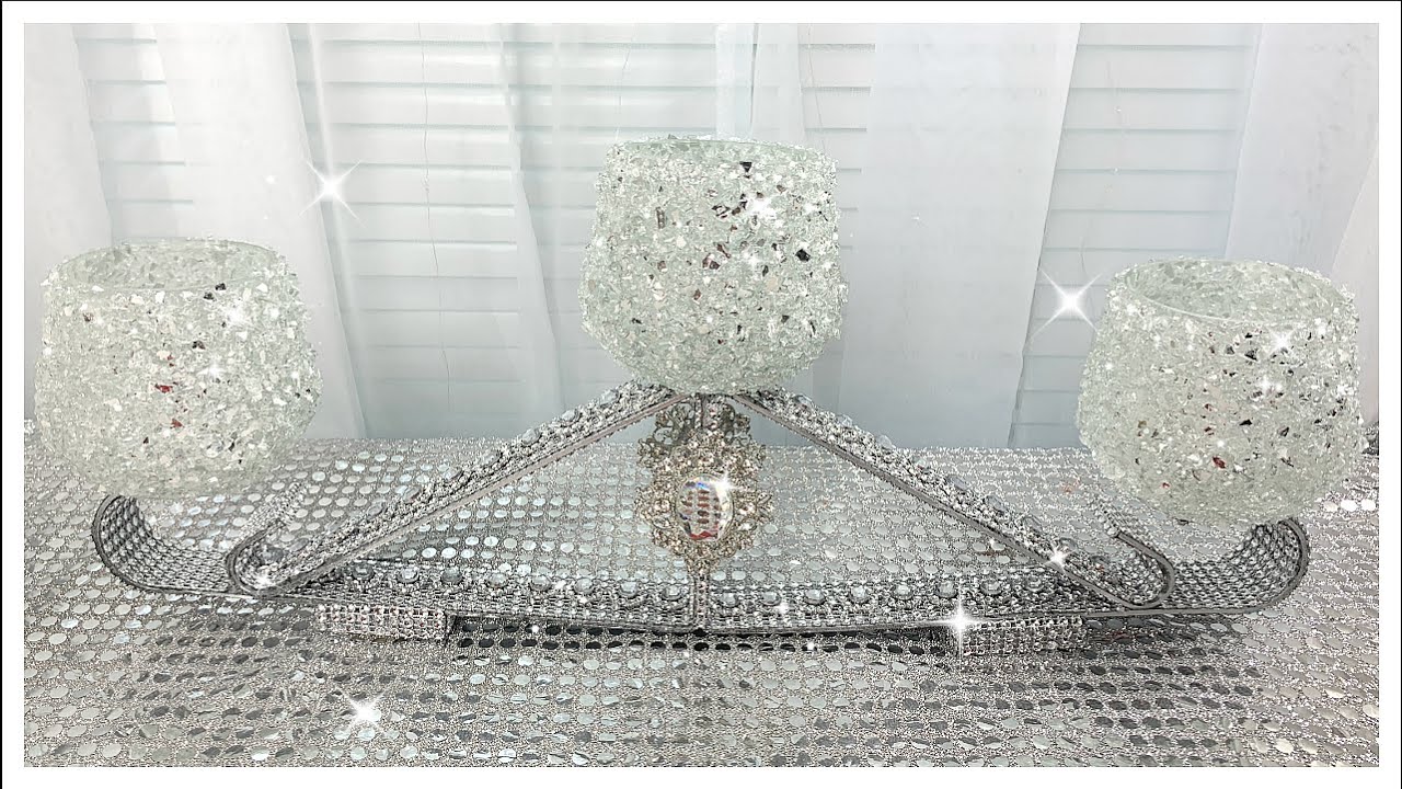 DIY Dollar Tree Glam Crushed Glass Candle Holder | Totally Dazzled Gift Card GIVEAWAY!