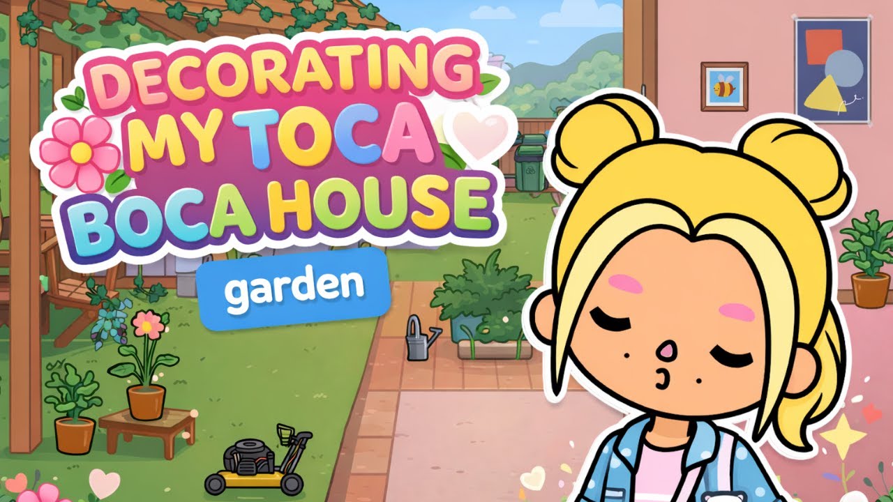 decorating my toca boca outdoor garden & hallway 🌷🤍 (default items only)