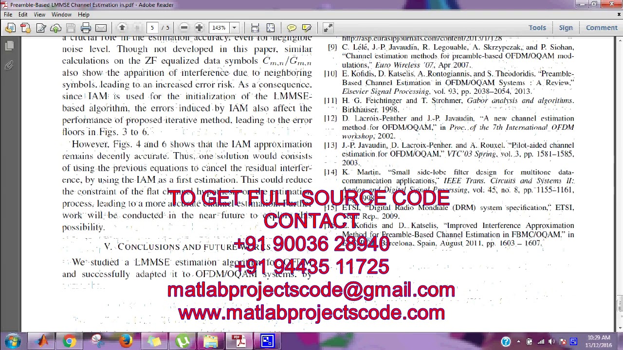 preamble based lmmse channel estimation in ofdm matlab projects code