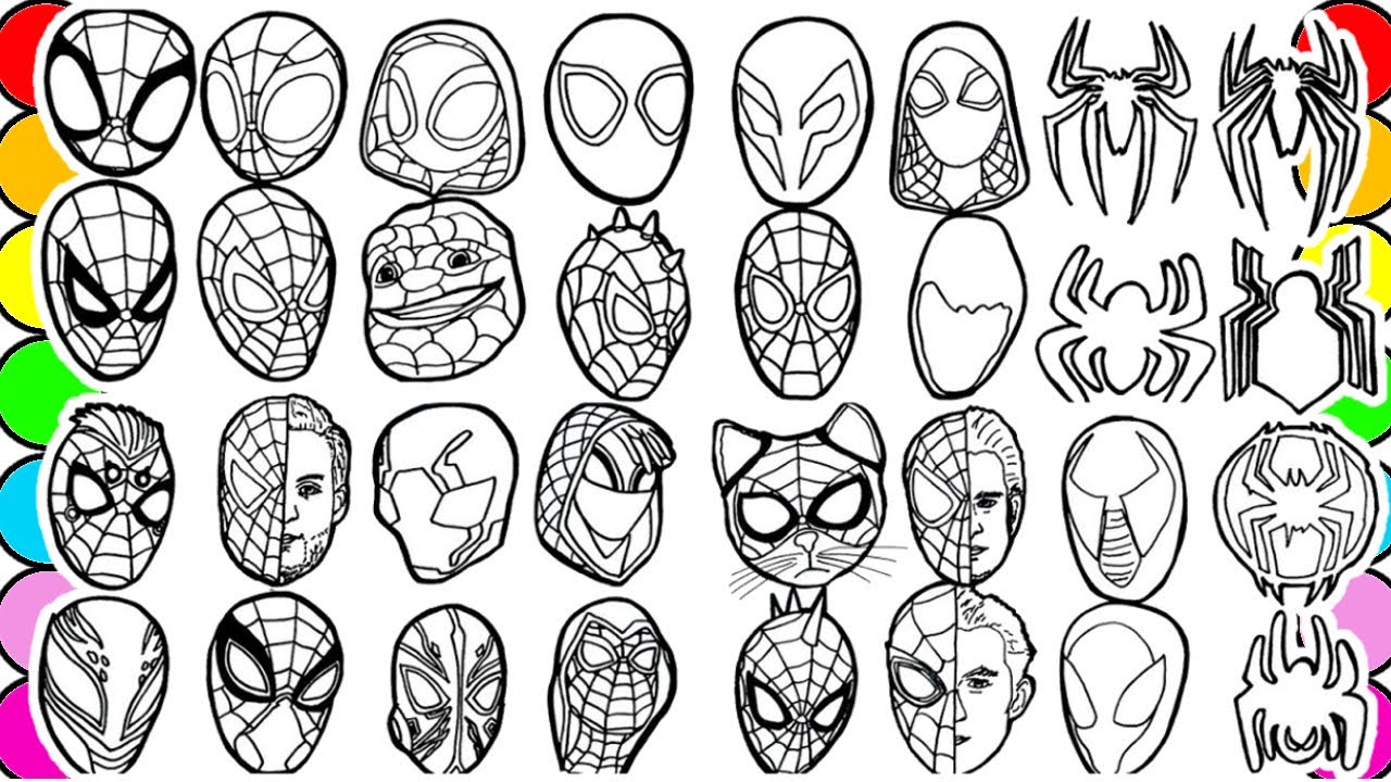 Spider-Man Multiverse Coloring  Pages spider man team draw marvel coloring compilation