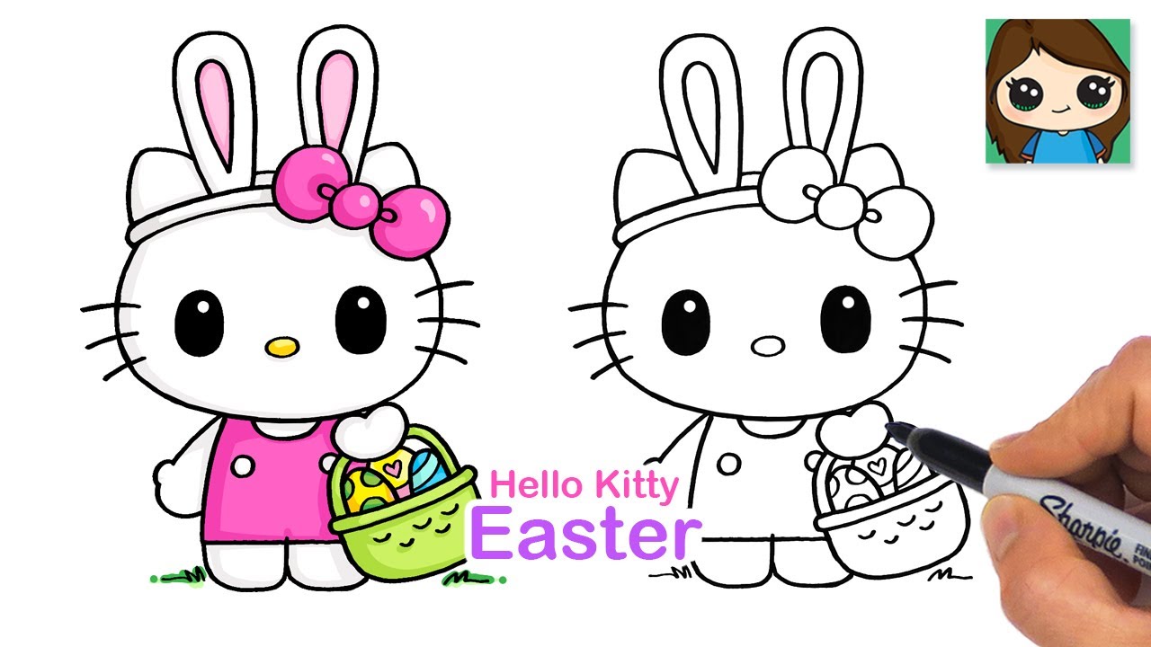 How to Draw Hello Kitty Easter Bunny