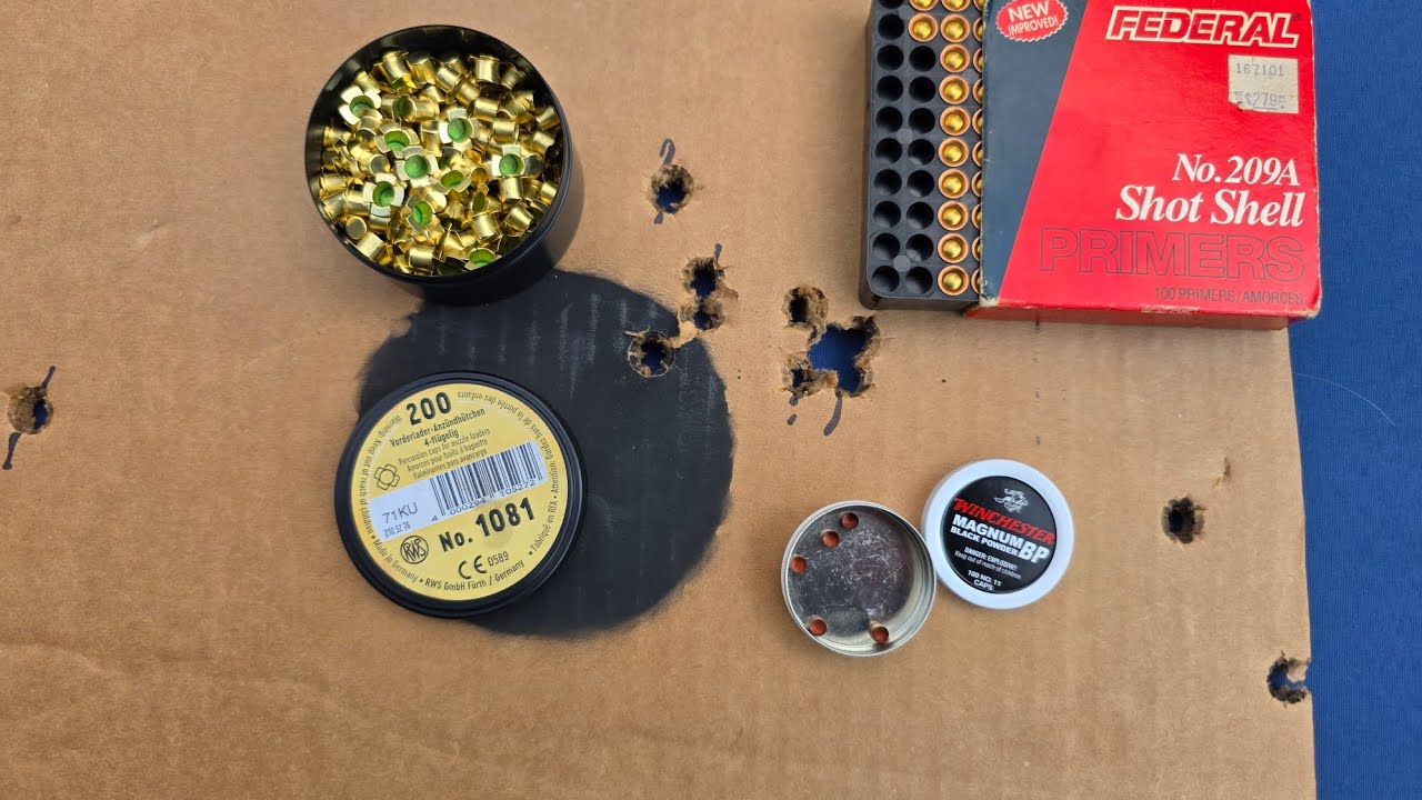 #11 cap v musket cap v 209 primer = surprising results #muzzleloadingrifle #blackpowder #shooting