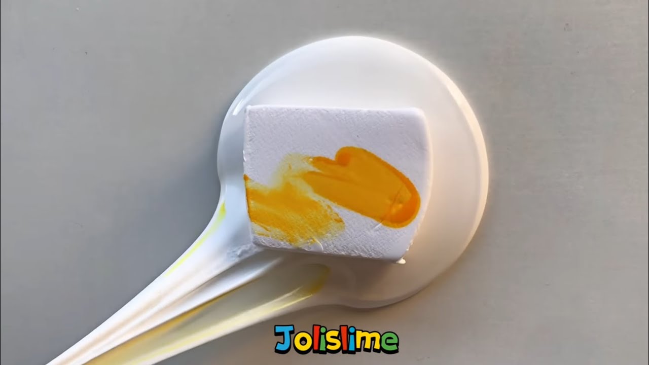 Mixing Yellow Clay with White Gel Slime 🍋🤍 So Glossy and Smooth!