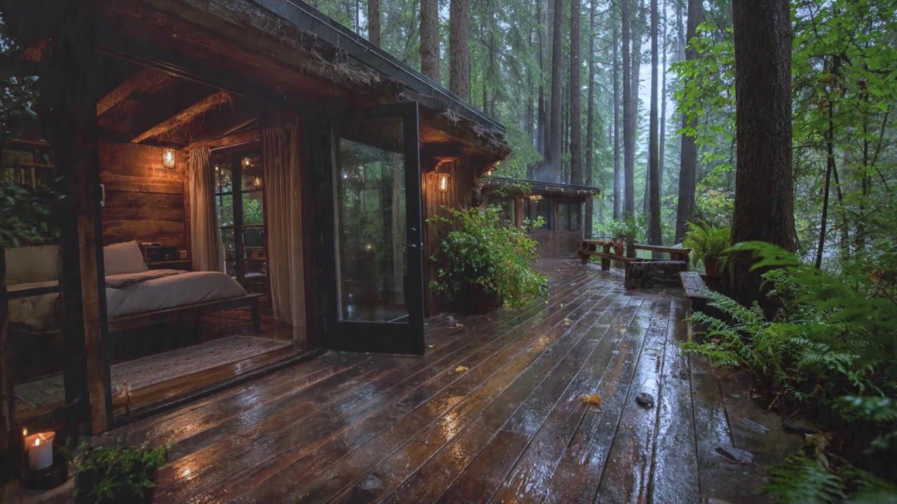Peaceful Rain Sounds at a Cozy Wooden Cabin | Sleep Instantly & Reduce Anxiety