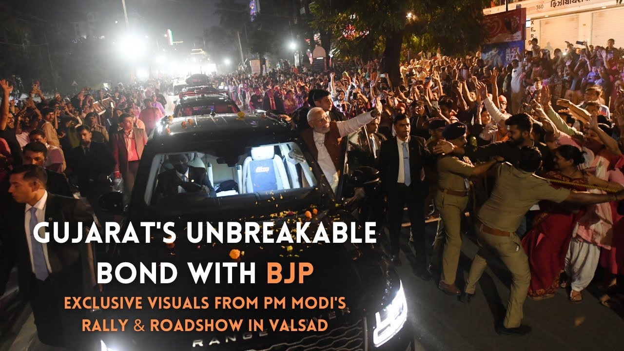 Gujarat's unbreakable bond with BJP | Exclusive visuals from PM Modi's rally & roadshow in Valsad