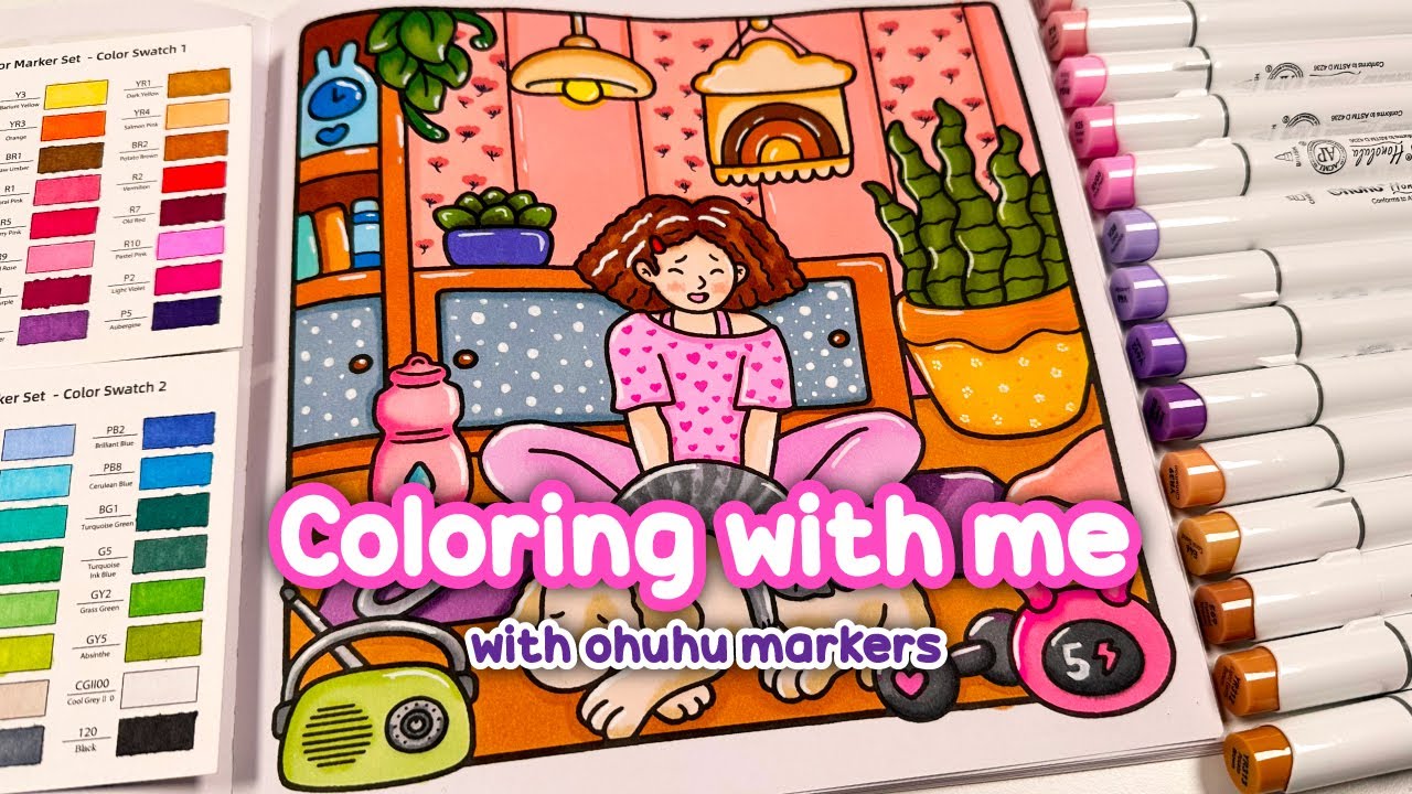 Coloring Cozy Yoga Moment 🌸 | with Ohuhu Markers