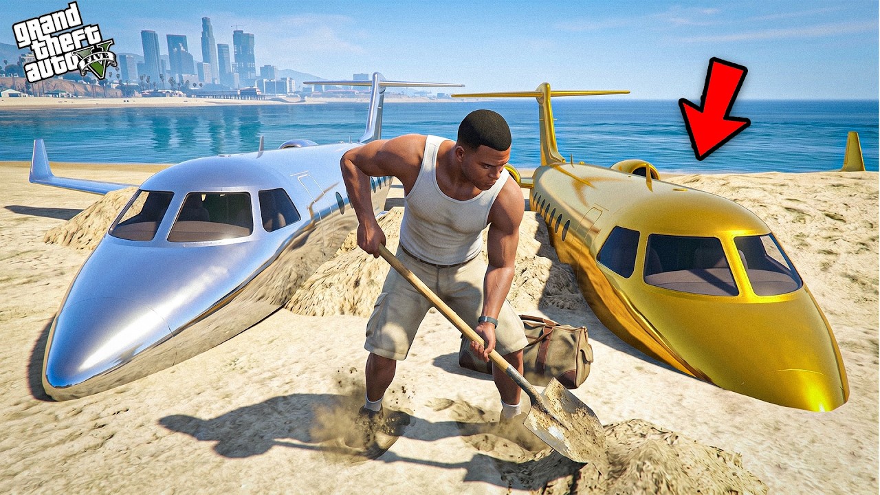 Franklin Digging Out The Buried Planes in GTA 5 !