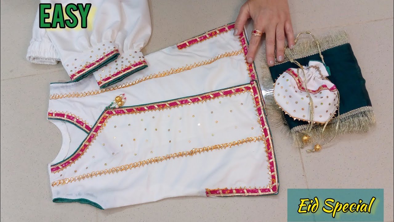 Angrakha Style Baby Kurta Cutting and Stitching for 2 years old baby girl | Eid Special 2023