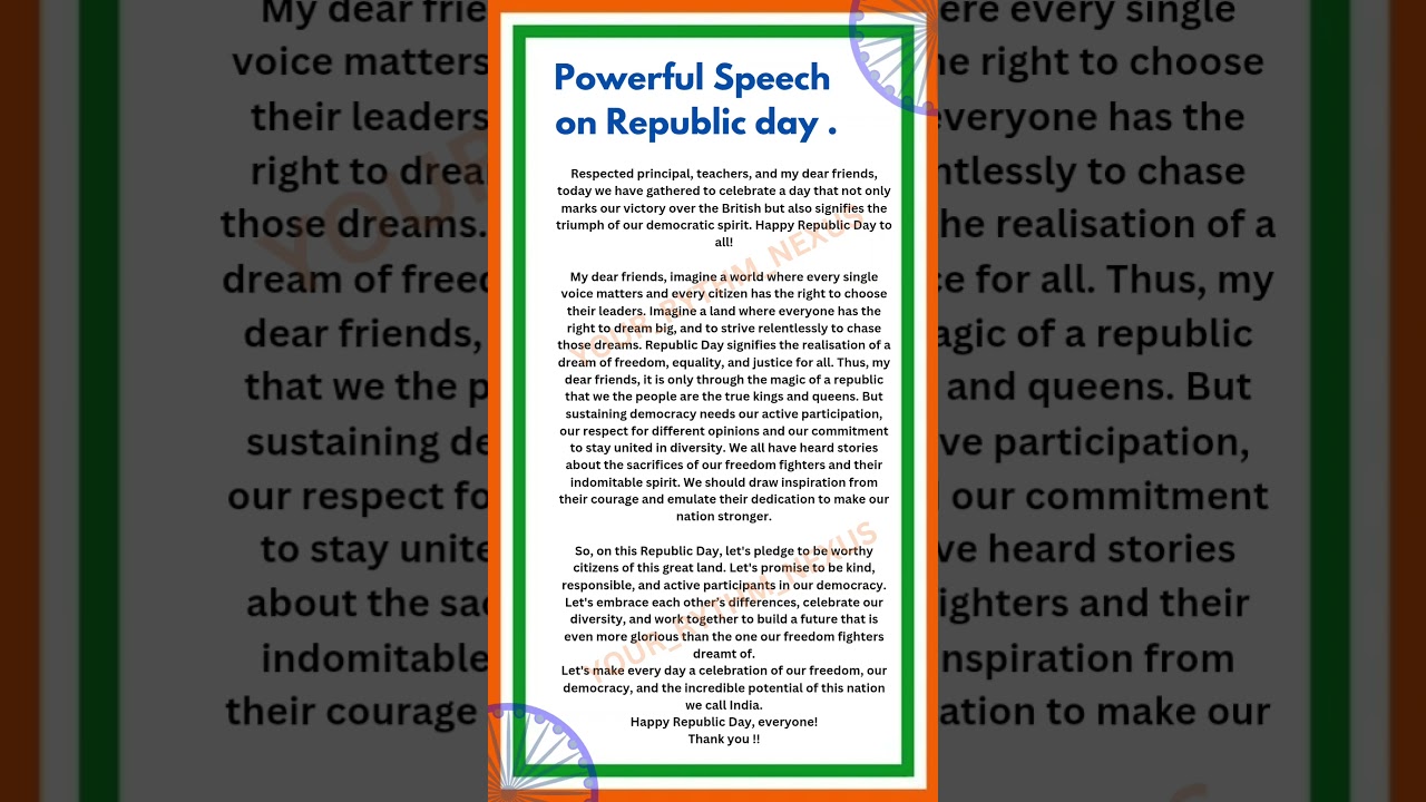Republic Day Speech 2025 | Speech On Republic Day In English | 26 january speech 2025 #republicday