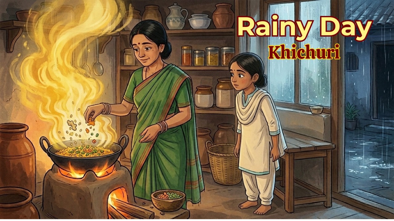 Khichuri on Rainy Day | Cozy Village Cooking | AI Imagination
