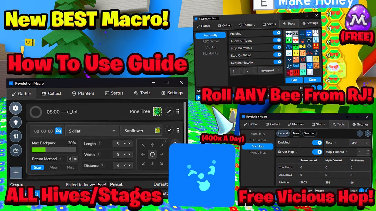 NEW BEST MACRO! How To Use Guide, New OP Features, ALL Hives/Stages, & More (Revolution Macro) (BSS)