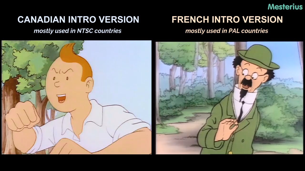Tintin (1991): Side-by-Side Comparison of the Canadian and French Intros