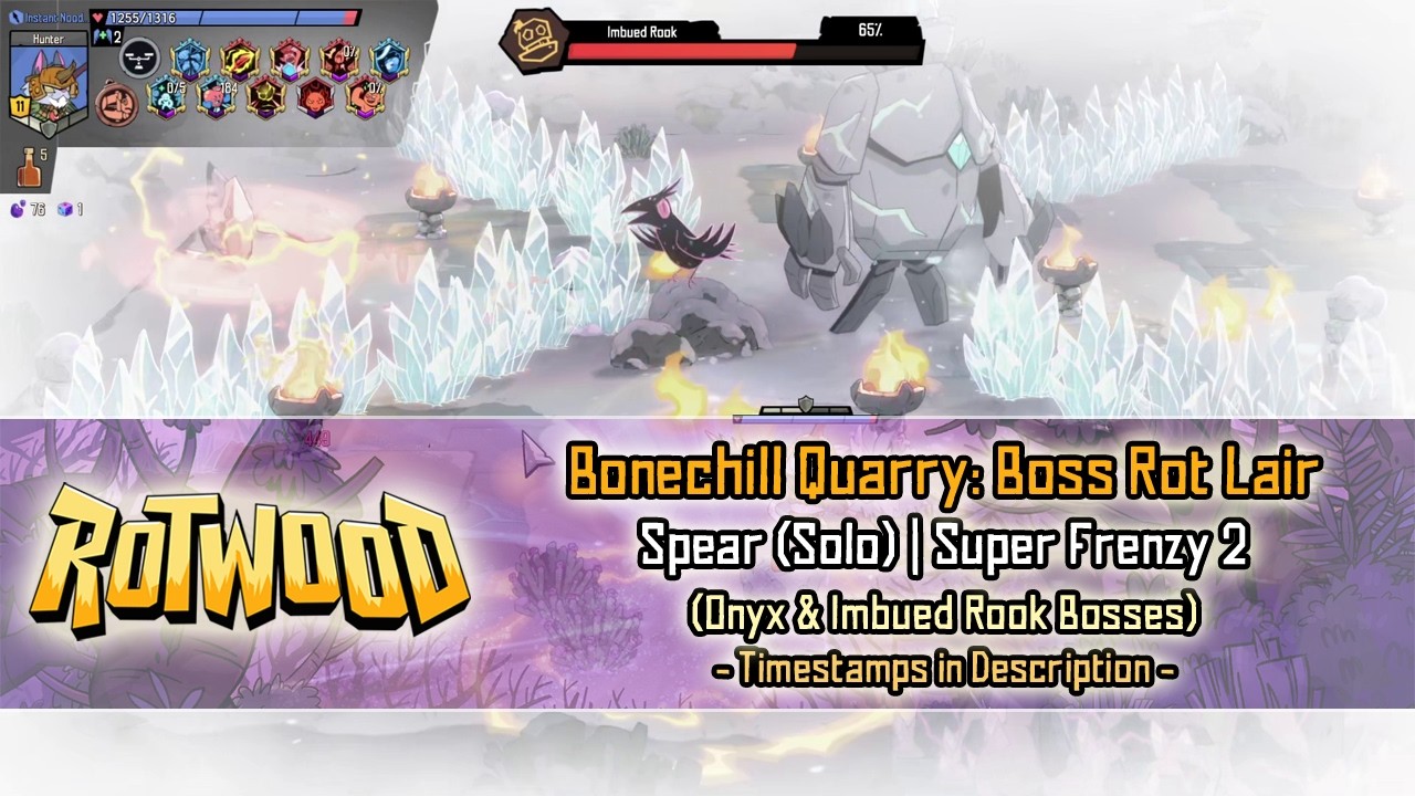 Rotwood - Bonechill Quarry: Boss Rot Lair [Spear SF2] Solo Run (Onyx & Imbued Rook Bosses)