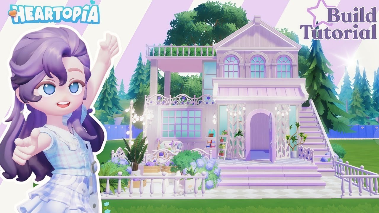 Dreamy Purple House Build Tutorial 🪻 #heartopia Heartopia Building Tutorial | Heartopia House Design