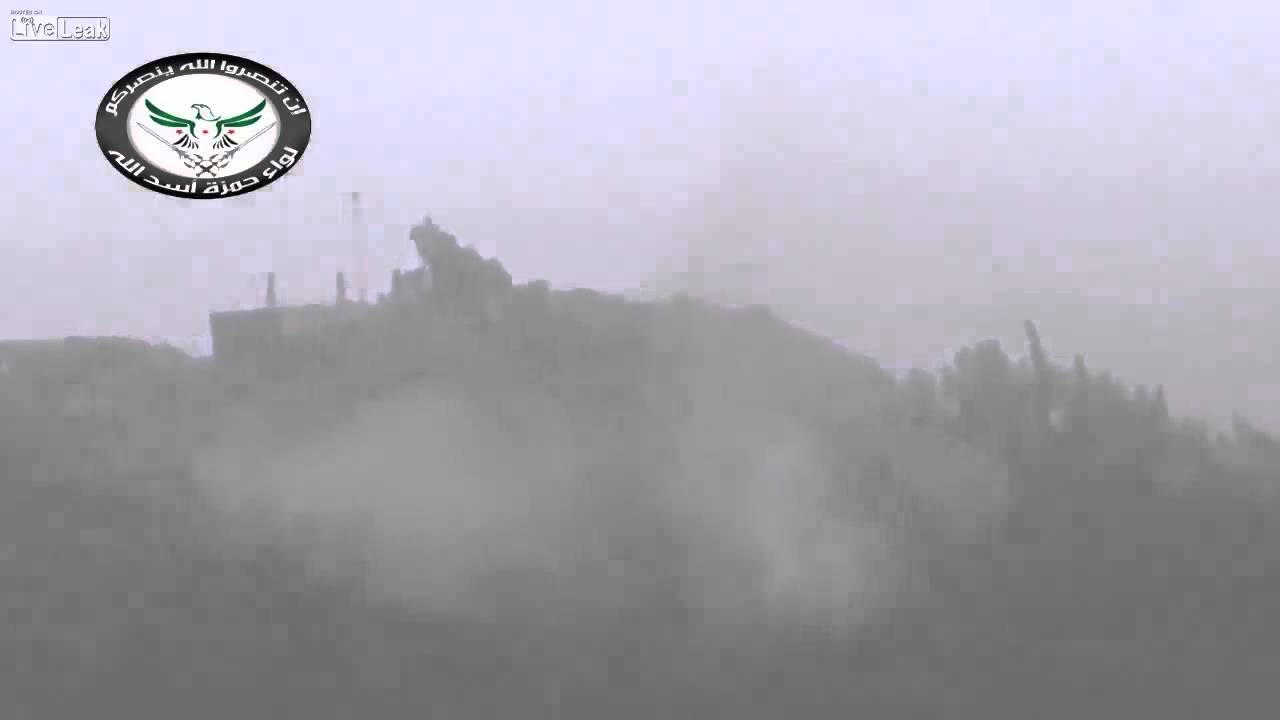 FSA Hamza Asadullah Brigade, Mujahideen Horan Battalion firing a HJ 8 ATGM at a tank on Tel Jabiya