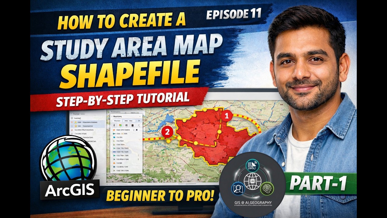 How to Create a Study Area Map Shapefile I Step-by-Step Tutorial Episode 11 PART 1@GISRS-1 #gis