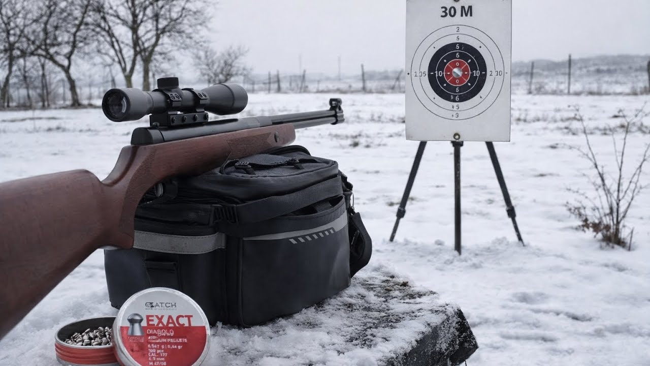 Skupienie na 30m Hammerli Hunter Force 900 Śrut JSB Exact 4.52 0.54g Moc 17 J. PL