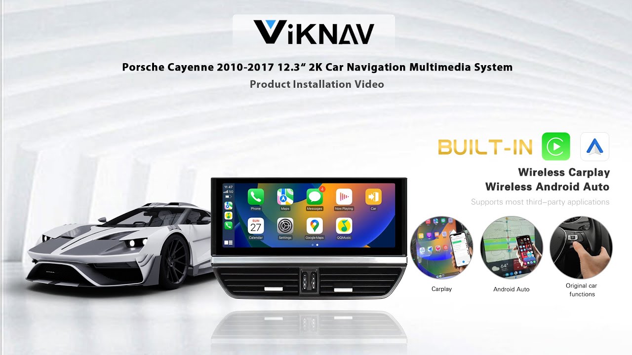 Viknav for Porsche Cayenne 2011-2017-install : 12.3 inch 2K Touch-Screen Car Radio