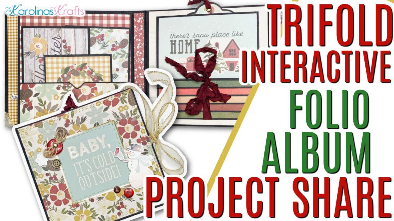 Trifold Folio Mini Album using Winter Farmhouse Collection, Christmas Photo Album w/ 3 Waterfalls