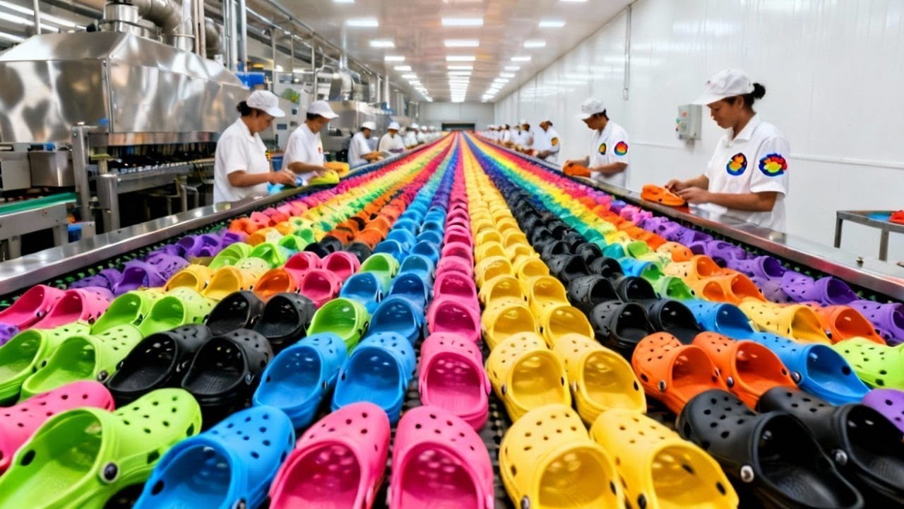 За кулисами фабрики Crocs: как в огромных масштабах производятся миллионы разноцветных Crocs.