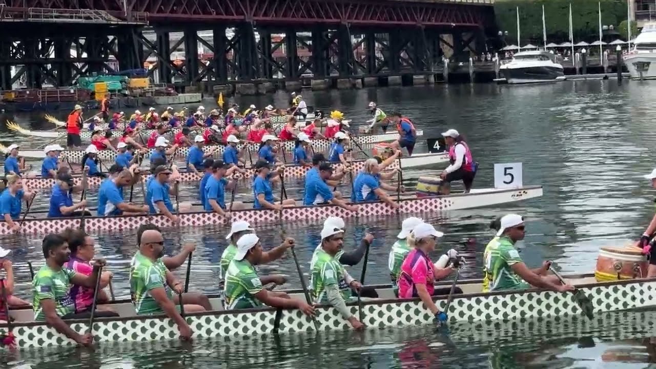 Watching Dragon Boat competition @ Sydney Darling Harbour