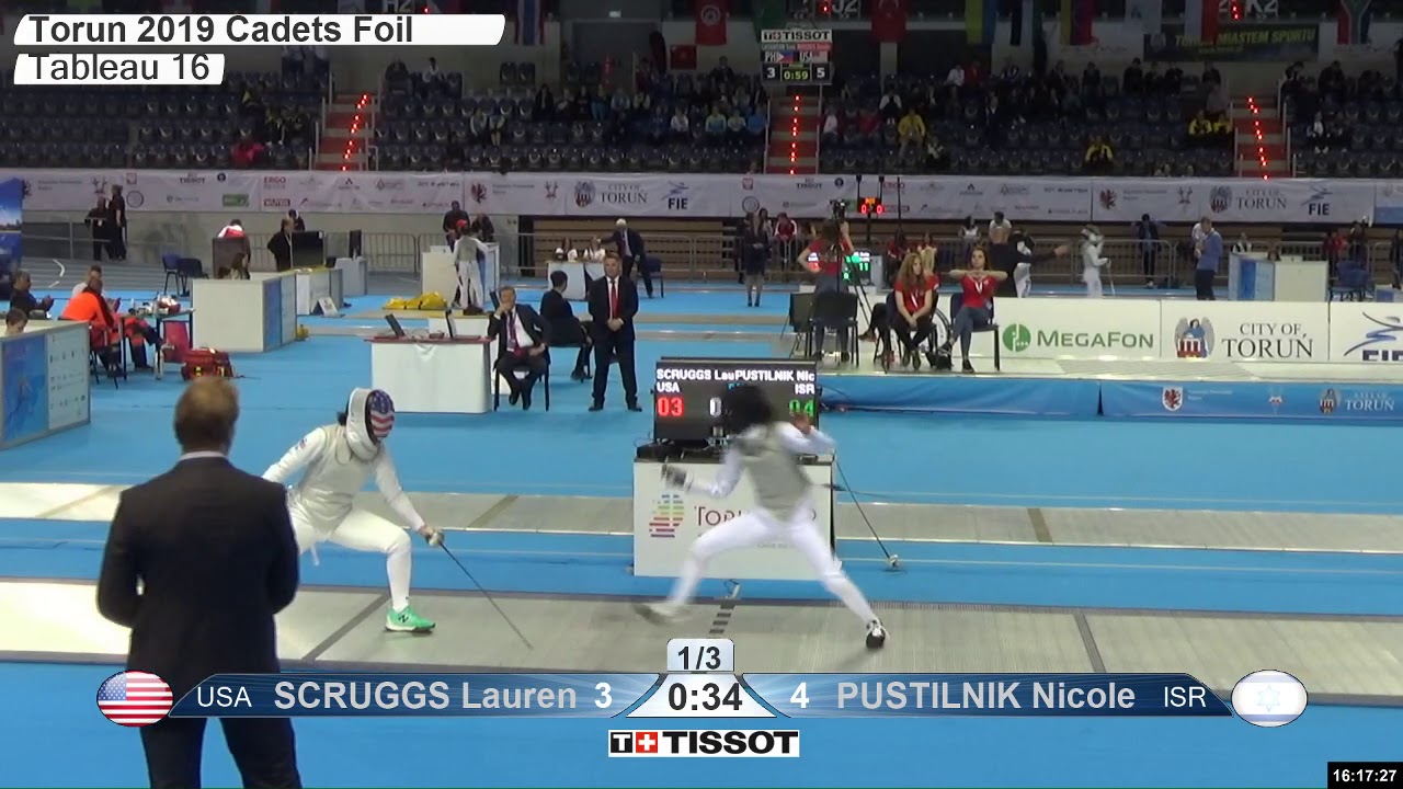 2019 237 T16 01 F F Individual Cadets Torun POL WCH BLUE SCRUGGS USA vs PUSTILNIK ISR