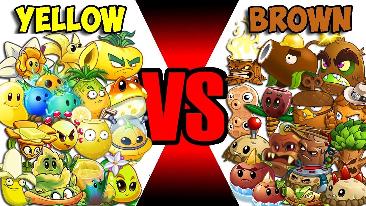 All Plants Team YELLOW vs BROWN Battlez - Who Will Win? - Pvz 2 Team Plant Vs Team Plant