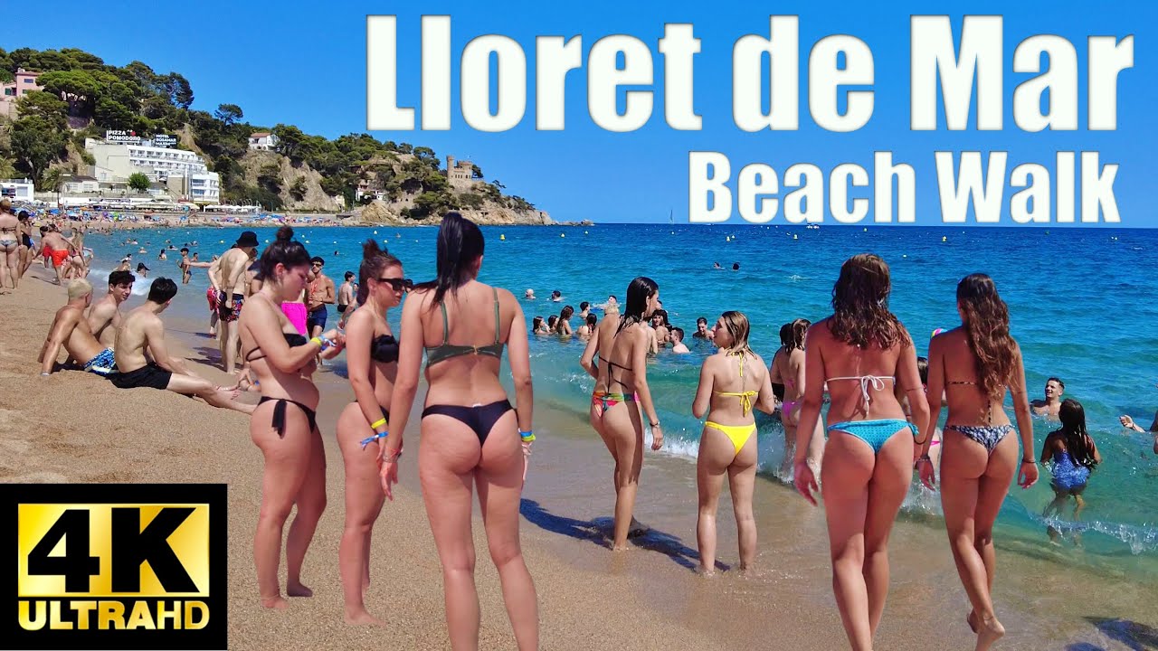 ☀️Lloret de Mar Beach Walk 4K, Spain