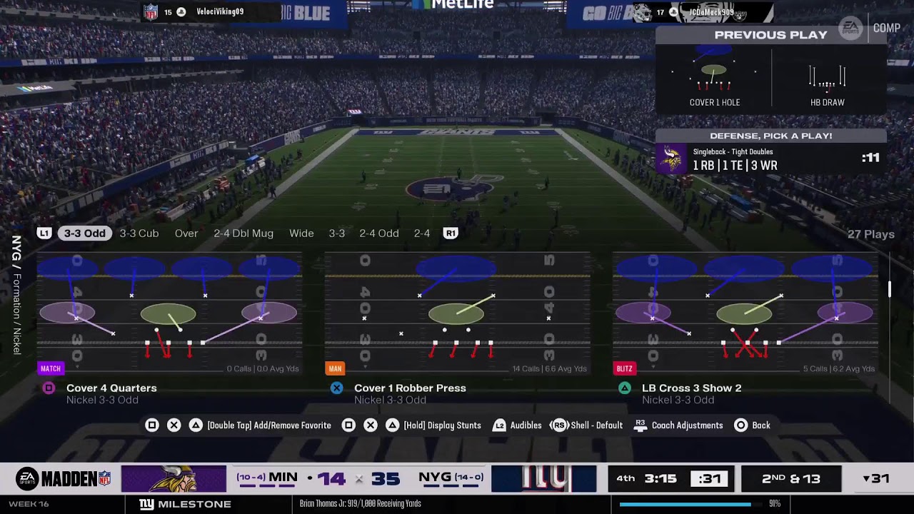 Madden Giants vs Vikings