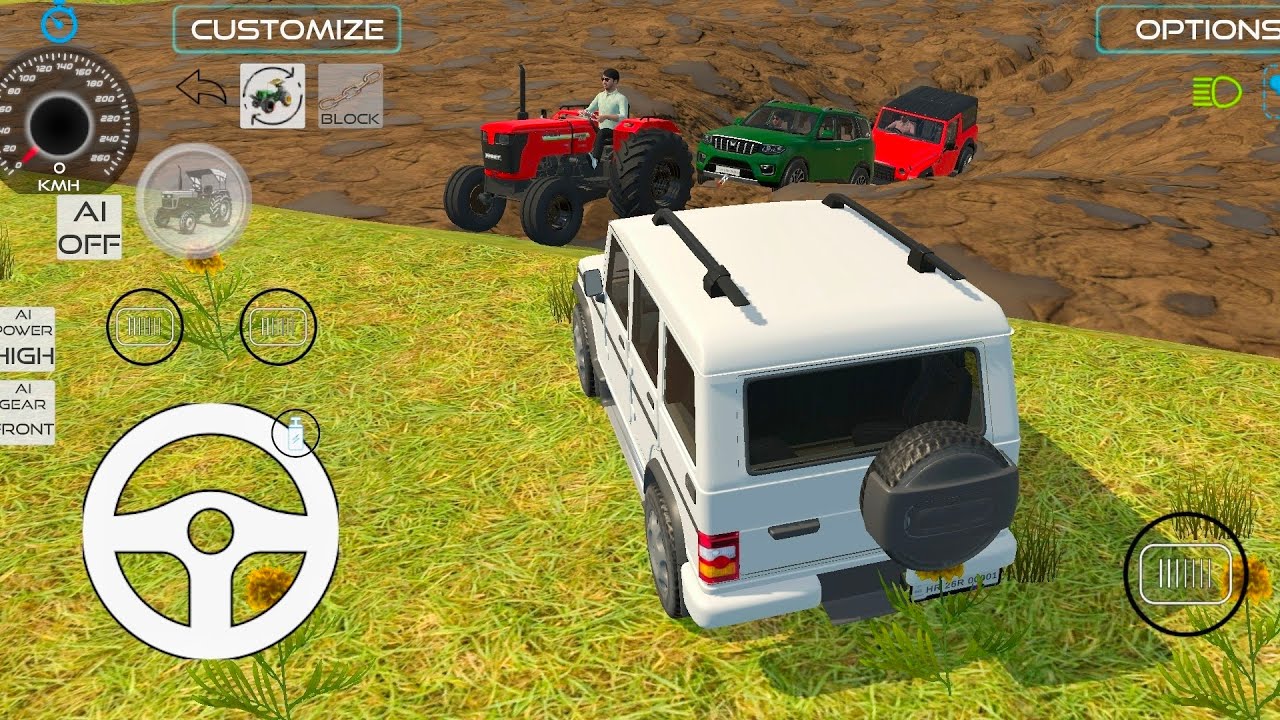 Thar 4x4 Stuck In Mud Tractor And Car Rescue 🚜💪🔥 #gamingvideos #tractor #simulator #thar4x4 #stunt