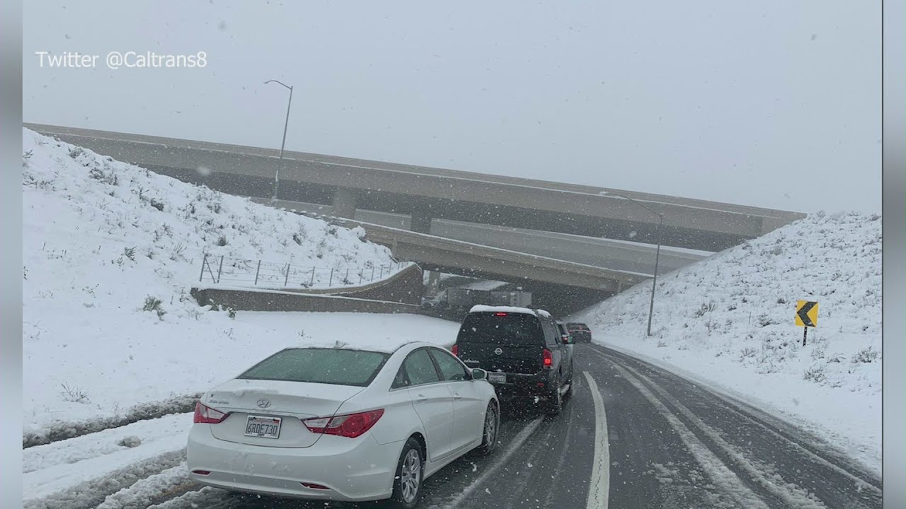 Southern California storm brings rare snowfall, frigid temps