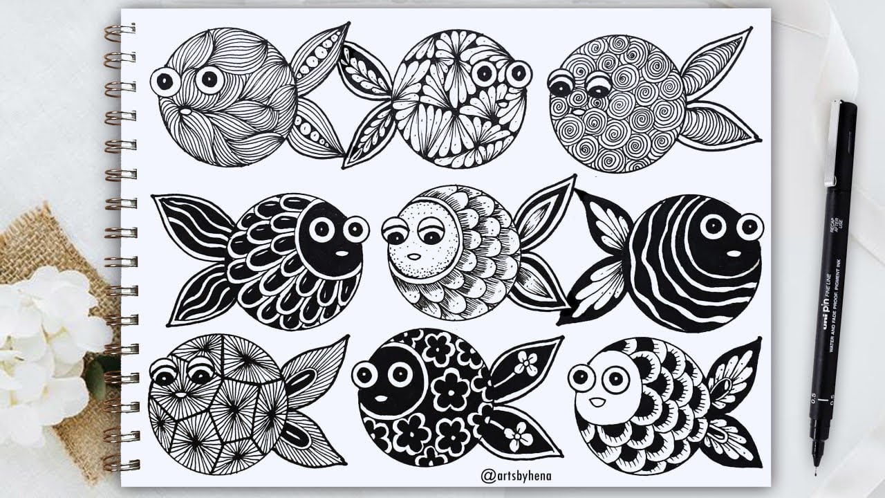 How To Draw Cute Fish || Easy Fish Zentangle Art For Beginners