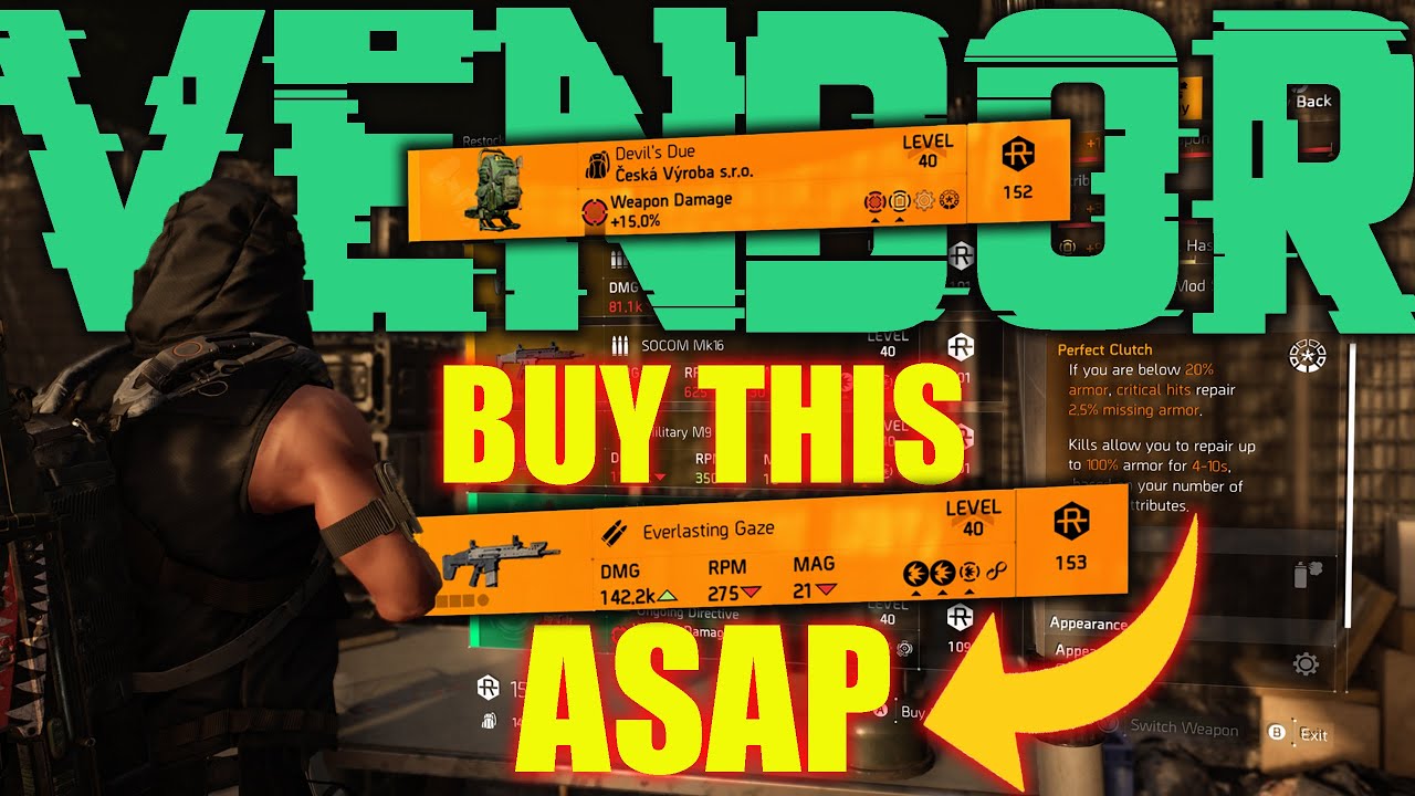 The Division 2 | TOP Weekly Vendor Reset | 27 APRIL 2021 | Perfect Clutch NAMED Devil's Due Backpack