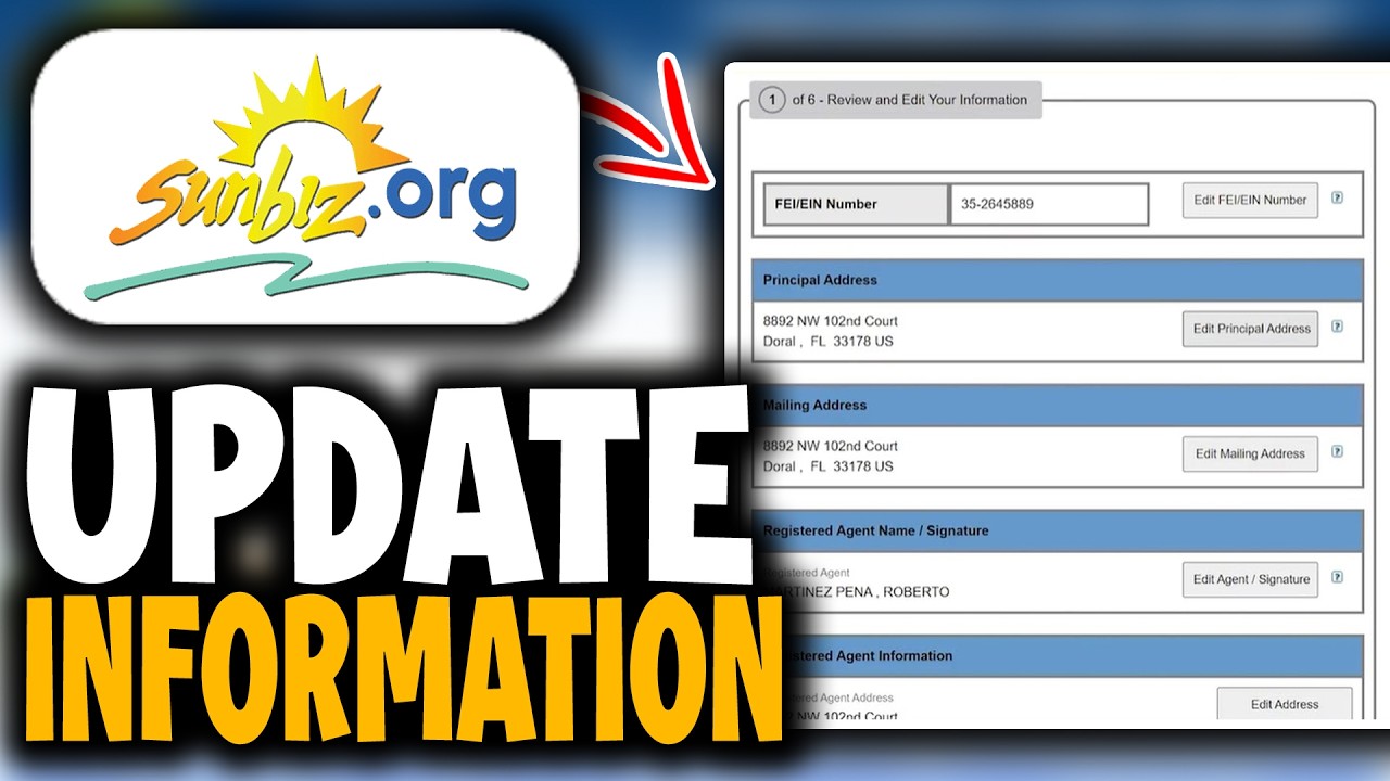 How To Update Or Change Your Information In Sunbiz Florida LLC - Easy Tutorial