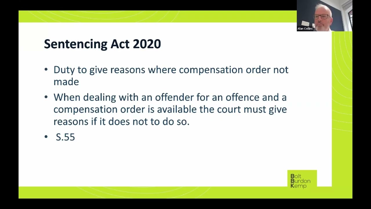 Criminal Compensation Orders - Webinar with Alan Collins