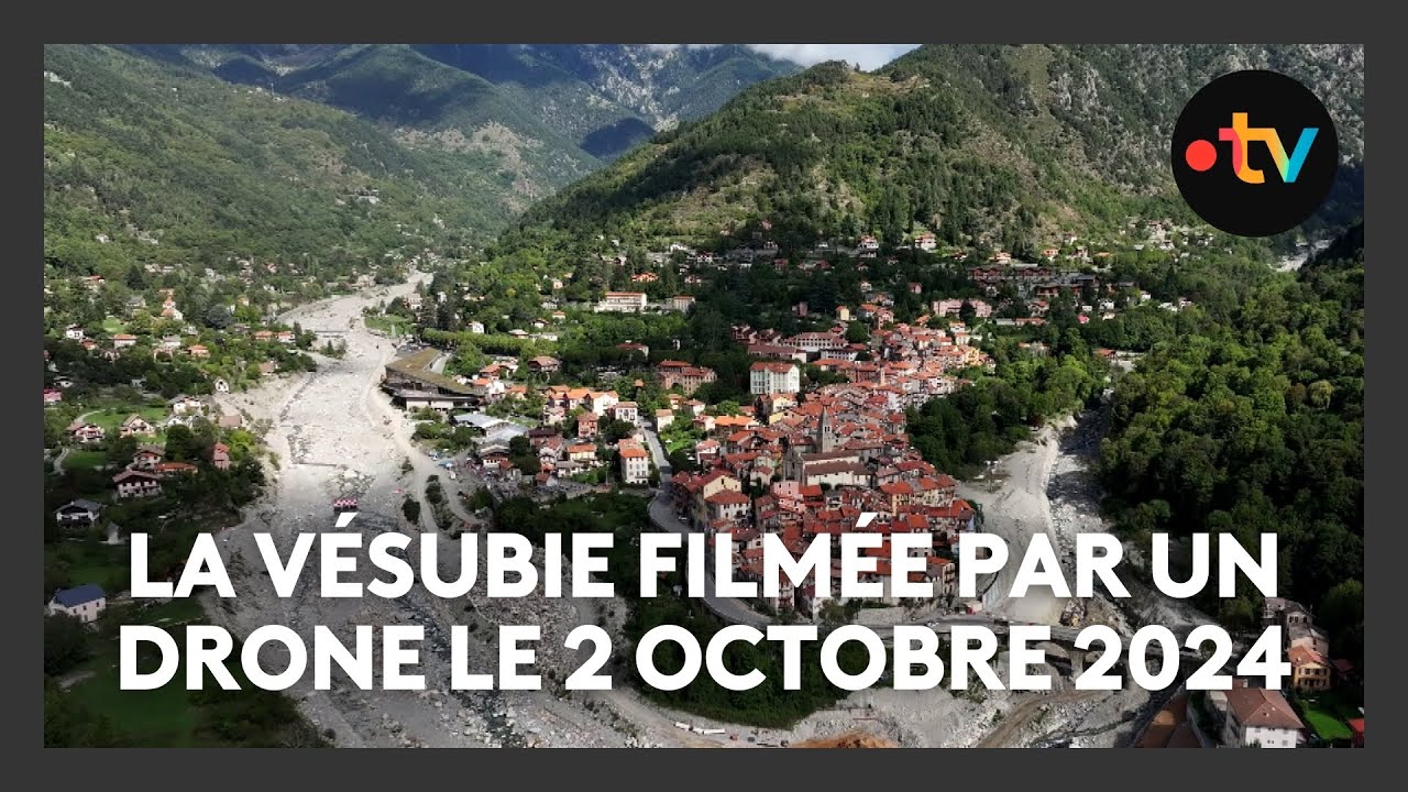 La Vésubie filmée par un drone le 2 octobre 2024, 4 ans après le passage de la tempête Alex