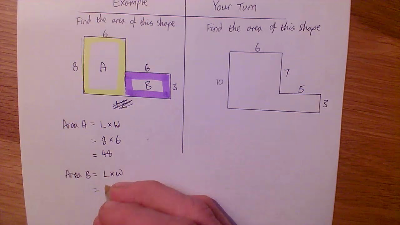 Finding areas of compound shapes involving rectangles