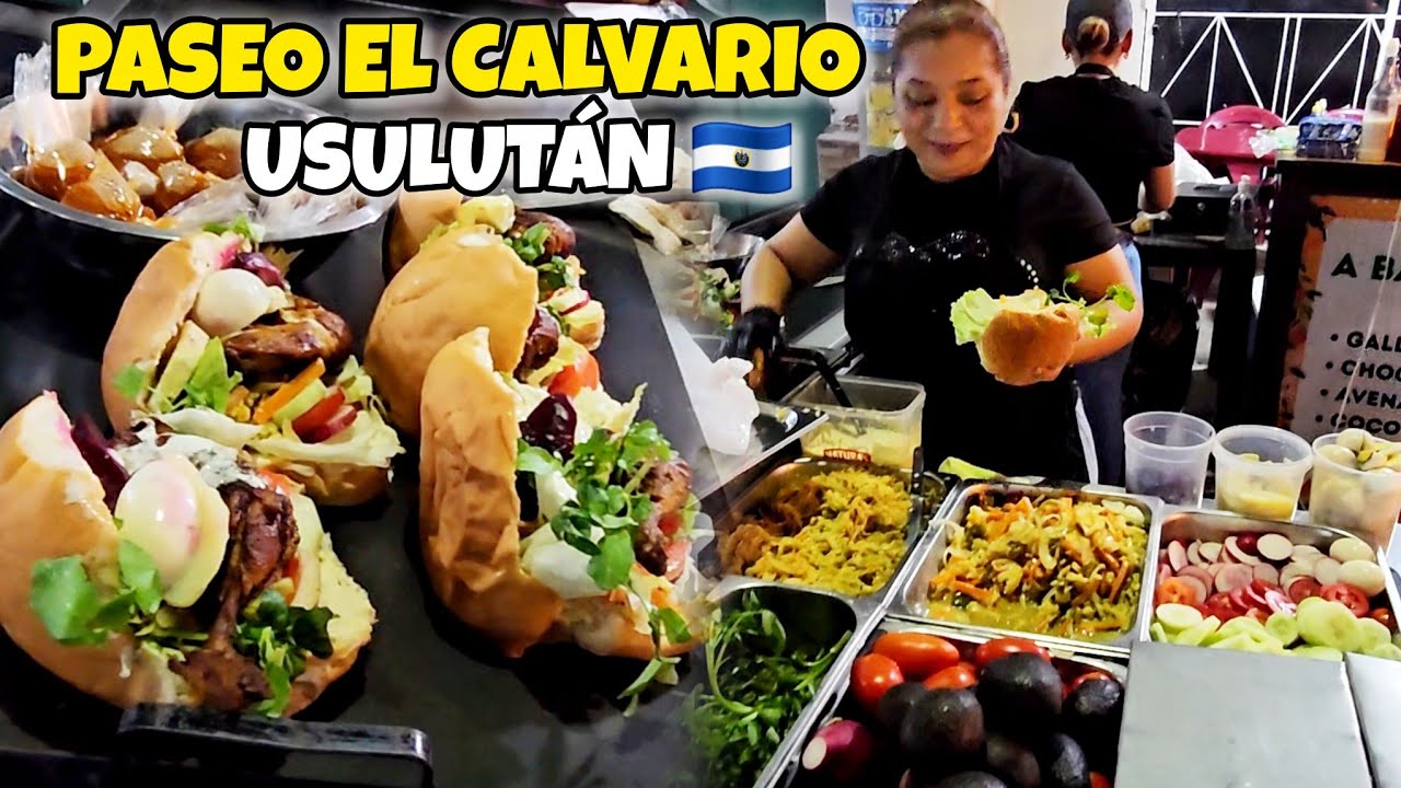 COMIDAS TÍPICAS SALVADOREÑAS en Paseo El Calvario de Usulután 🇸🇻