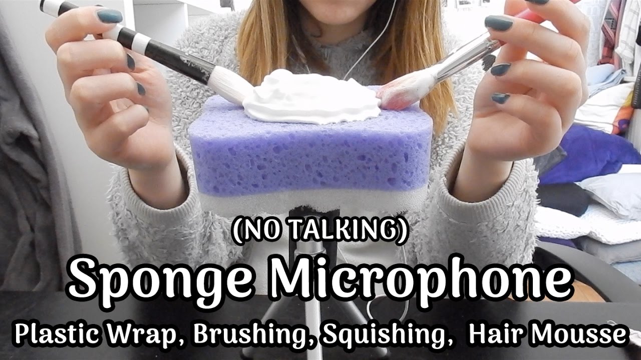 (NO TALKING) Sponge Mic Plastic Wrap, Brushing, Hair Mousse  | Nederlands Dutch || ASMR Mandy Denise
