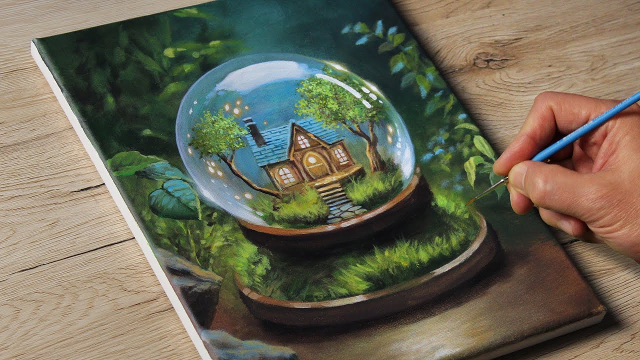 Painting a realistic Crystal Ball / Acrylic