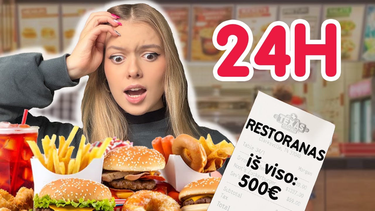 24h VALGAU tai, ką užsisakė prieš mane esantys žmonės 😬🍔  | Knyguolis | Pildyk