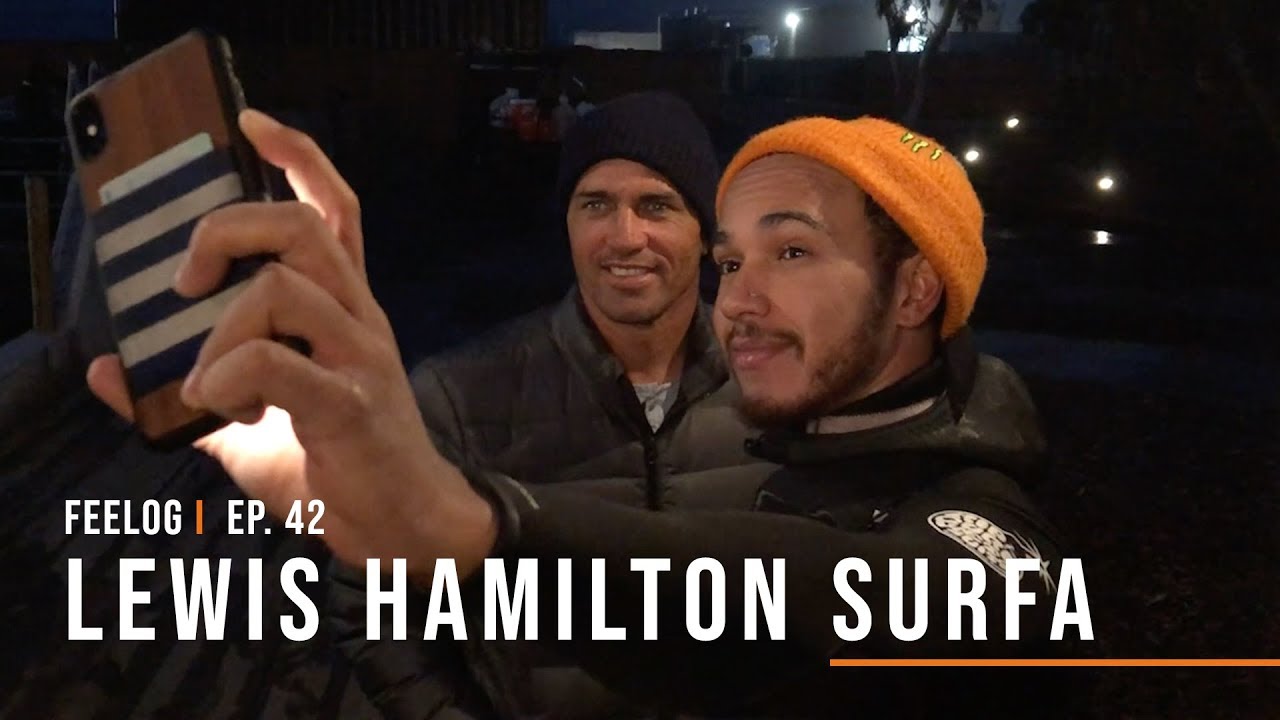 Lewis Hamilton surfa no Surf Ranch