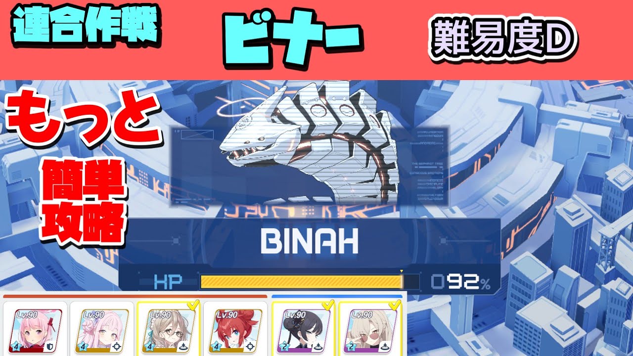 【連合作戦】ビナー 難易度D 1凸簡単攻略【鋼鉄大陸攻略戦】【ブルーアーカイブ】