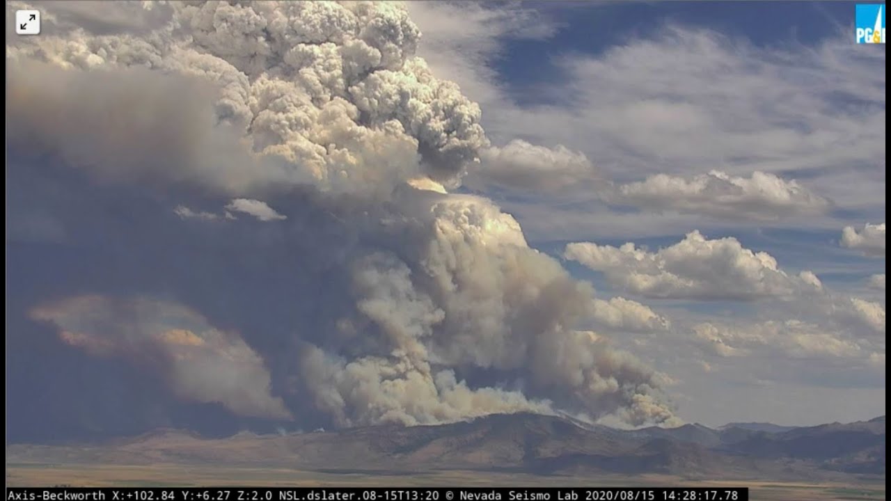 Loyalton Fire Pyrocumulonimbus Time Lapse (Fire Tornado Warning) 8/15/2020