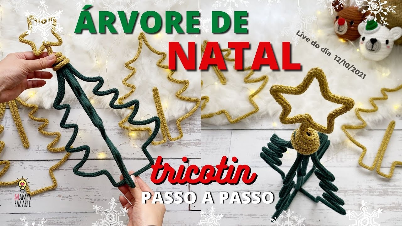 ÁRVORE DE NATAL EM TRICOTIN | AULA GRÁTIS TUTORIAL TRICOTIN COMPLETO PARA DECORAÇÃO DE NATAL 2021